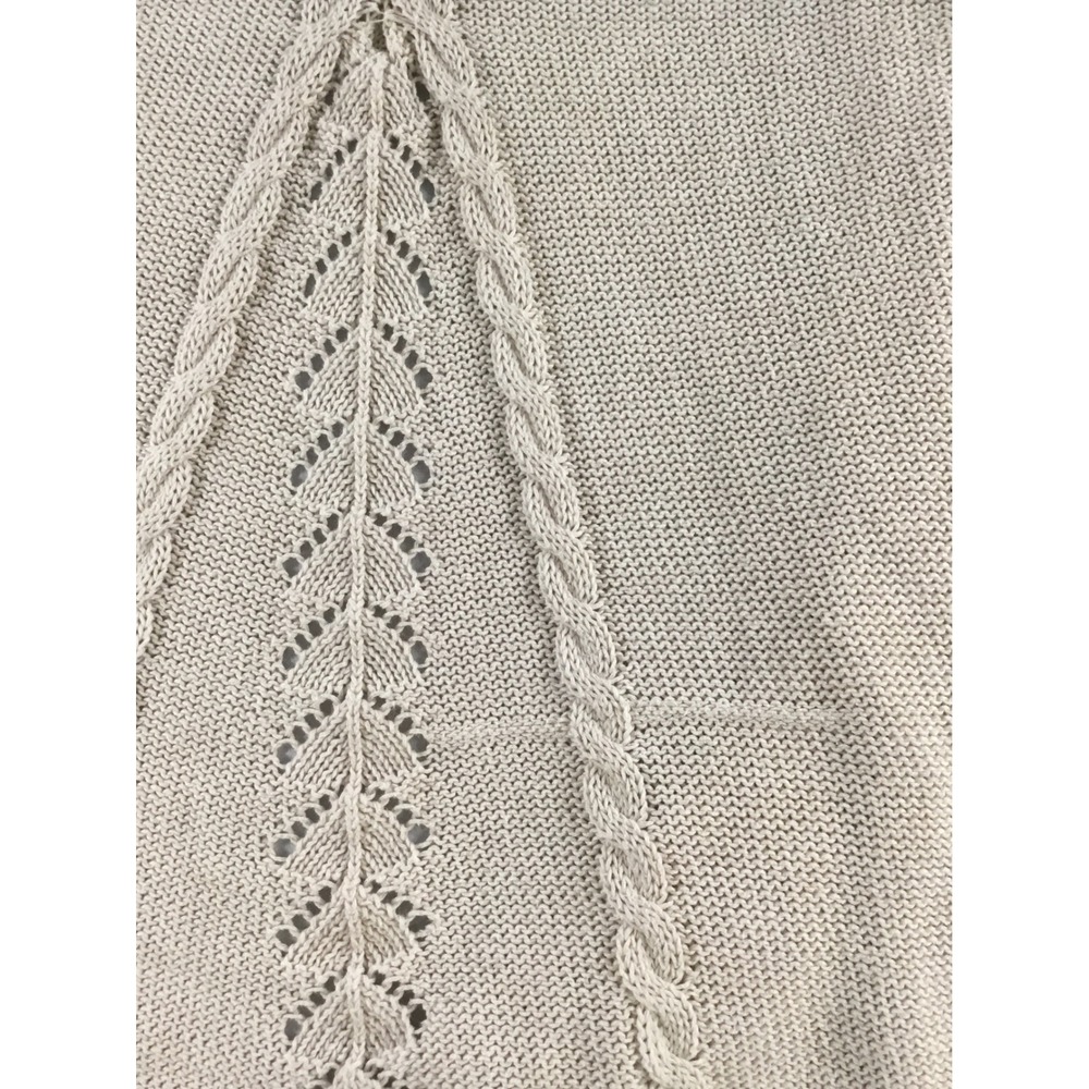 Lucy & Laurel M Cardigan Cream Open Front Pointelle Cable Knit Sweater - Picture 8 of 9